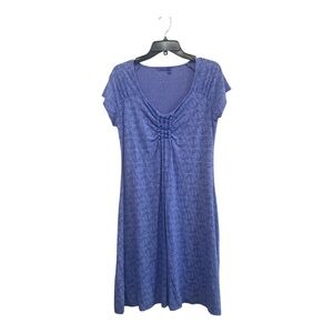Fresh Produce Blue Bohemian Print Short Sleeve Smocked Shift Dress, M